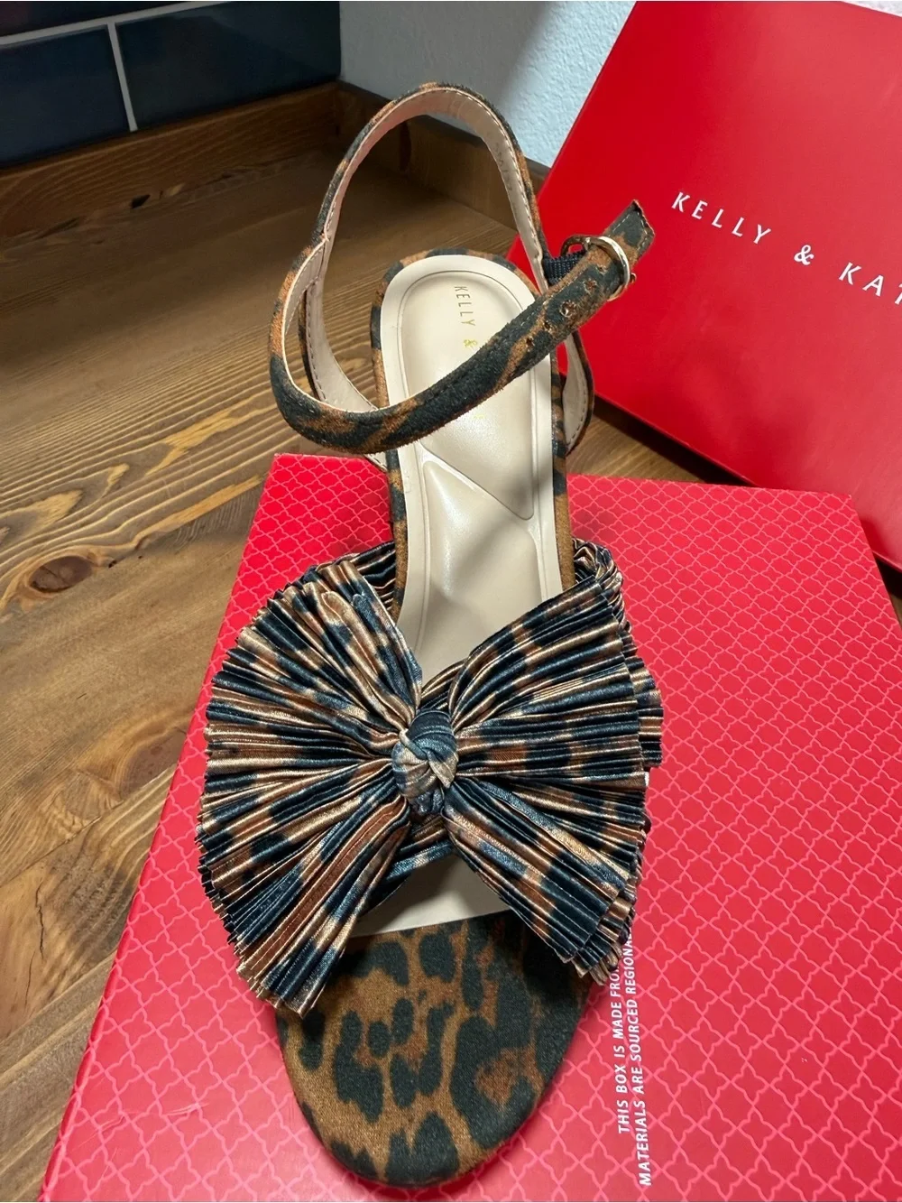 Leopard Print Bow Ankle-Strap Women shoes